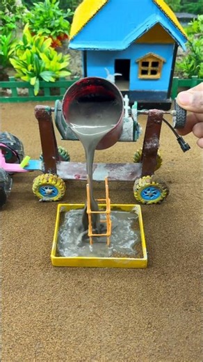 Homemade Mini Tractor Cement Mixer in Action 🚜 Concrete Pouring #shorts #youtubeshorts