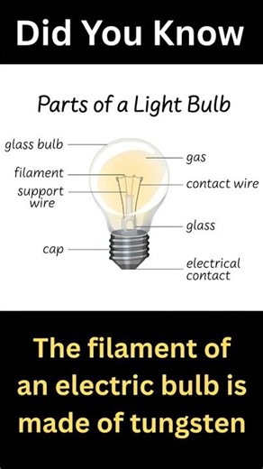 Did You Know | Electric bulb | Bulb | Electric Bulb Filament is made up of | Filament of bulb 💡