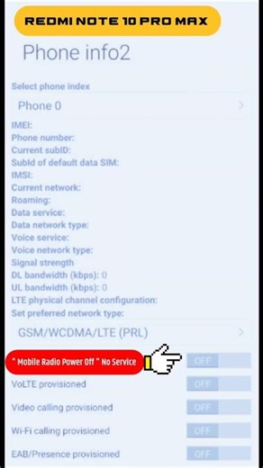 Redmi Note 10 Pro Max | Mobile Radio Power Off Problem Solution ✅ #radiooff #noservice