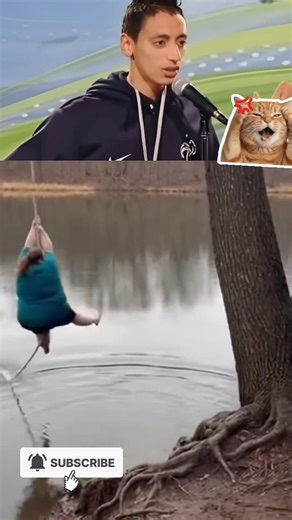 Crazy Rope Swing FAIL 😱 Tree Falls Into River Unexpected!#shorts #fps #youtubeshorts