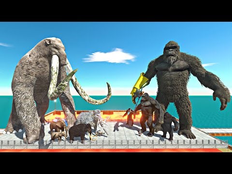 Titanus Behemoth Evolution vs Kong 2024 Evolution on Lava Tank - Animal Revolt Battle Simulator