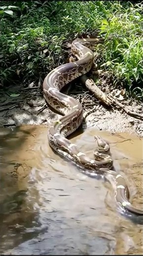 Unbelievable found two huge python crawling in the forest. #wildlife #primitiveplus #crocodile