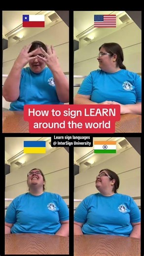 How to sign LEARN in 4 World Sign Languages #signlanguage #deafworld #learn #asl #chile