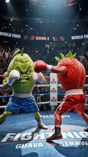 Guava and strawberry big boxing match #boxingfight #animation #viralvideo
