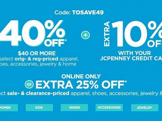 JCPenney coupons: 40% off reg. price purchase or 25% off sale purchase