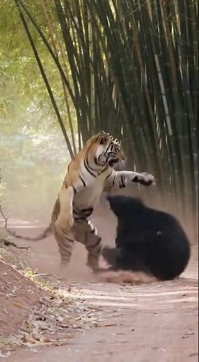 Tiger vs Bear Real Fight: Who Wins the Ultimate Battle? 🐯🐻 #shortsfeed