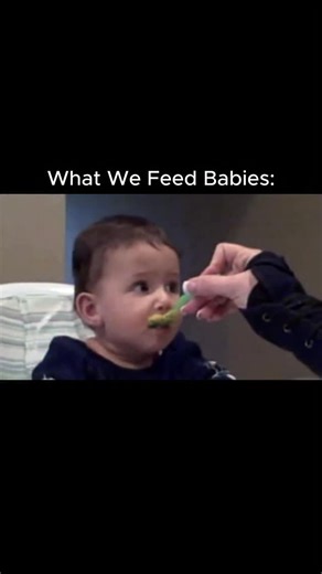 The Hidden Truth on Instagram: "Babies know what the optimal human diet is before they even know how to speak. Give them an animal food like steak and they light up. Try to shovel green plant sludge into their mouth and you get the same reaction every time: gagging, grimacing, pushing it away. That is not a personality quirk. That is an unprogrammed human rejecting something it does not recognize as food. These puréed vegetables and fruit pastes are not “gentle.” Plants come with defensive chemi