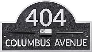 Personalized Address Plaque WALL MOUNTED House Number Sign,Custom Address Sign for Outside Mailbox,Street,Apartment,Office (Arch Style 2,Black/Silver)
