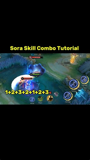 Sora Skill Combo Tutorial Mobile Legends #mlbb #sora #shorts #mobilelegends #tutorial