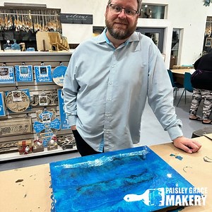 11 reactions | ✨ Watch the Ocean Come to Life with This Epoxy Pour! ✨ Check out this gorgeous ocean-inspired epoxy pour in action—soothing waves and stunning color blends!  Ready to create your own masterpiece? We have night and day epoxy classes available to help bring your vision to life anytime! ️ #epoxyresin #PGM #diyworkshop #fernandinabeachmainstreet #oceanpour | Paisley Grace Makery: DIY Workshop and Gift Boutique | Facebook