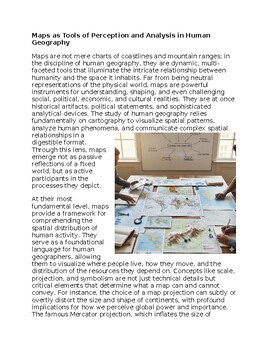Maps as Tools of Perception Human Geography Reading Passage and x 10 Questions