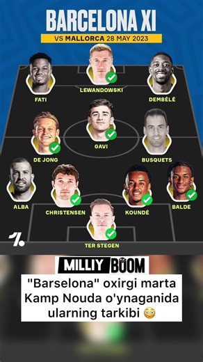 "Barselona" oxirgi marta Kamp Nouda o'ynaganida ularning tarkibi 😳 #football #barcelona #uzbek