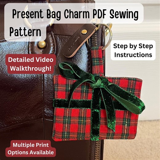 How to Sew a Christmas Present Keychain PDF Pattern | PDF Sewing a Present Bag Charm | Easy Beginner Sewing Patterns - Etsy Canada