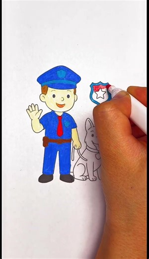 Coloring Policeman with police dog 👮‍♂️🙀 #coloring #art #characters