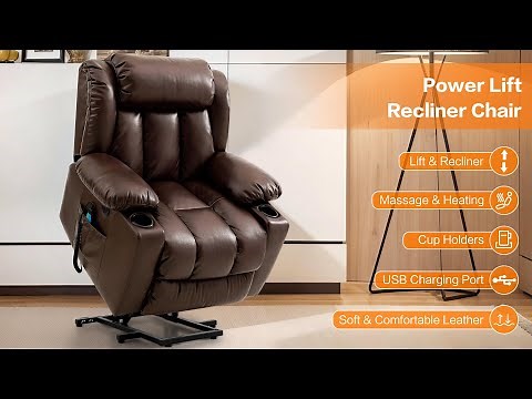 ASJMREYE Power Lift Recliner Chair for Elderly with Massage and Heating, Microfiber Leather