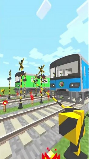 【踏切アニメ】Railway Trains Railroad Crossing Minecraft #shorts