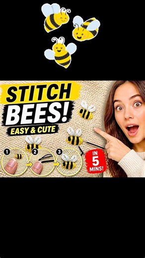 Stitch Cute Bees Step by Step, Simple Embroidery #embroidery #handembroidery #diysewing #all2share