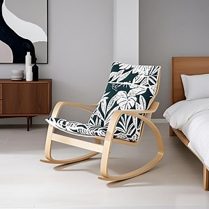 [Hot Item] Birch Bentwood Armrest Cushioned Lazy Chaise Rocking Chair for Dining Living Room