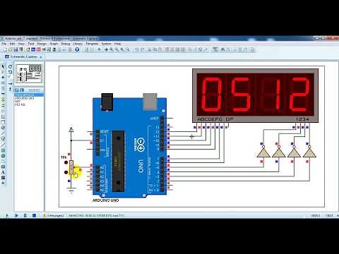 Arduino with ADC module and 7-segment display Proteus simulation