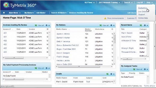 TyMetrix 360 16.0 Home Page Features