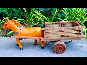 Build a horse cart from salvaged wood and bamboo