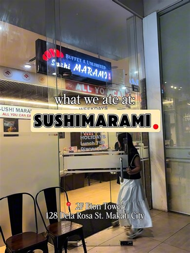 Unli sushi, unli hotpot, unli dessert — yes, lahat ‘yan meron sa Sushimarami.” 🍣🍲🍦 From the conveyor-belt sushi to DIY shabu-shabu and side dishes like karaage, tempura, and takoyaki — sulit talaga every bite.For only ₱699 (lunch) or ₱799 (dinner/weekends), makakain ka na to your heart’s (and stomach’s) content. So if you’re craving Japanese food that’s both masarap and worth it, alam mo na kung saan pupunta 😉 📍2nd Floor, Eton Tower, 128 Dela Rosa St., Makati City #Sushimarami #JapaneseBuff