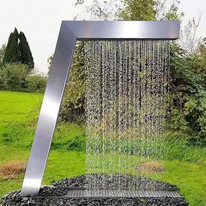 [Hot Item] Stainless Steel Rain Curtain Water Feature Corten L-Shaped Rain Waterfall Fountain