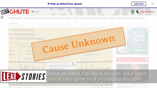 Fact Check: There Is NO Evidence German Chemist Dr. Andreas Noack Died From Unnatural Causes  | Lead Stories