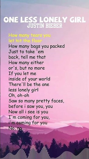Justin Bieber - One Less Lonely Girl (Lyrics) #shorts