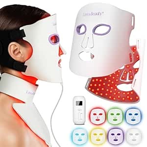 EASYINBEAUTY Red Light Therapy Mask, Red Light Therapy for Face and Neck at Home, 7-1 Colors LED Light Therapy Mask for Anti-Aging, Skin Firming & Radiant Glow