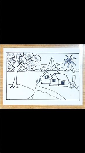 Easy Village House #art #drawing #easy #house #village #shorts #reels