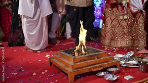 Traditional Indian hindu wedding ceremony infront of holy fire. The Rituals In The Indian Wedding Ceremony.