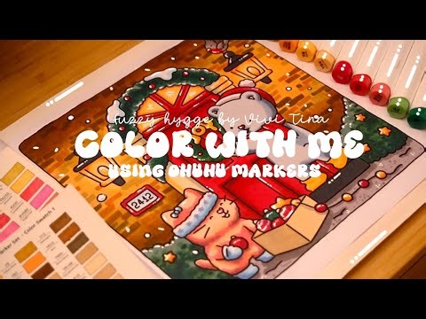 Color with me (ASMR) 🎁✨ 'Fuzzy Hygge‘ by Vivi Tina ✨ Using Ohuhu markers 🌱✏️ #adultcoloring #asmr