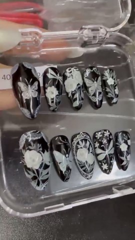 Elegant Pink Cherry Blossom Nail Art Stickers, 3D Flower Ombre French Tip Nail Decals, Soft Pink Floral Nail Wraps Handmade - Etsy