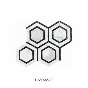 [Hot Item] White Mix Black Glossy Surface Hexagon Marble Mosaic Tile Wall for Home Decoration Project