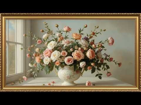 Gold Frame Vintage Spring Flowers | Spring Frame TV Art | Vintage Spring TV Art 4K Screensaver