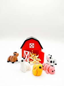3D Printed Farm Animal Playset With Barn – Montessori Kids Toy - Travel Size - Etsy