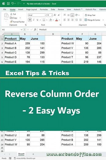 Quickly Reverse Column Order in Excel