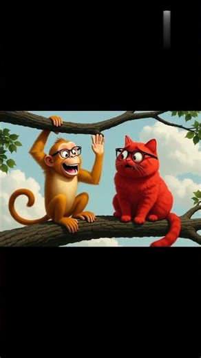 Big Red Cat & Mischievous Monkey Fight on Tree 🌳🐒 | Funny Cartoon Story