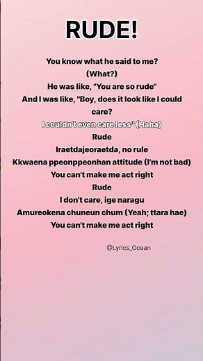 HEART2HEART ~ RUDE! #lyrics #heart2heart #rude #kpop #songlyrics #viral #song #lyricedit #shorts