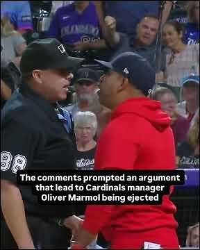Players from the Cardinals tilted their caps in apparent protest of umpire Doug Eddings