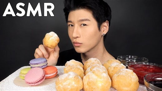 ASMR CREAM PUFFS & MACARONS (Whispering) Soft Eating Sounds