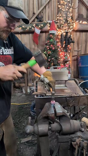 Making a railroad spikes into a rivet header! Live now on YouTube. #forging #blacksmithing #railroadspike | Christ Centered Ironworks