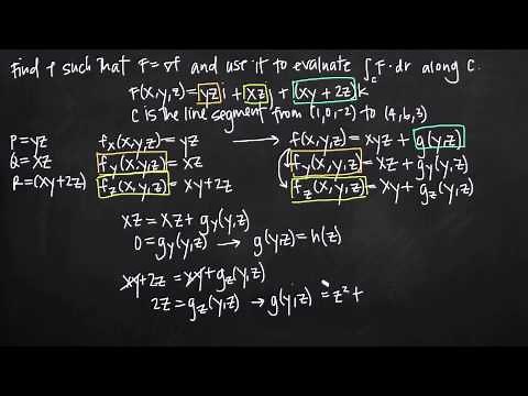 potential function of the conservative vector field to evaluate a line integral (KristaKingMath)