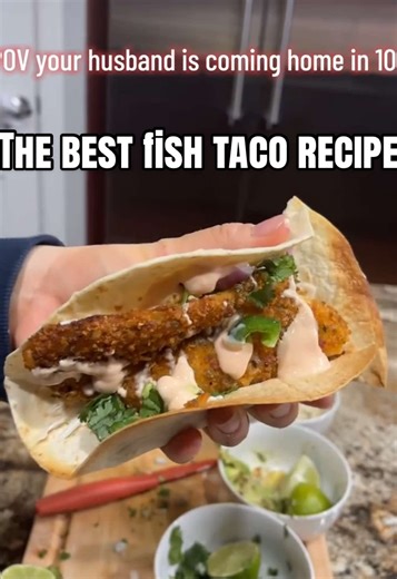 The BEST fish tacos you will ever eat!!!! #yum #sahm #fyp #viral #tacos Tilapia fish taco recipe Ingredients - [ ] Tilapia( frozen from Costco) - [ ] One red onion chopped - [ ] One jalapeños chopped - [ ] One avocado sliced - [ ] Coleslaw (store bought) - [ ] 3 limes - [ ] Tortilla wraps - [ ] Fresh cilantro!!!! For the sauce - [ ] Nonfat Greek yogurt 1 tbsp - [ ] One like squeezed - [ ] Light mayo 1 tbsp - [ ] Siracha 1 tbsp Directions - [ ] Air fry the fish on 400F about 15-20mins - [ ] Toast