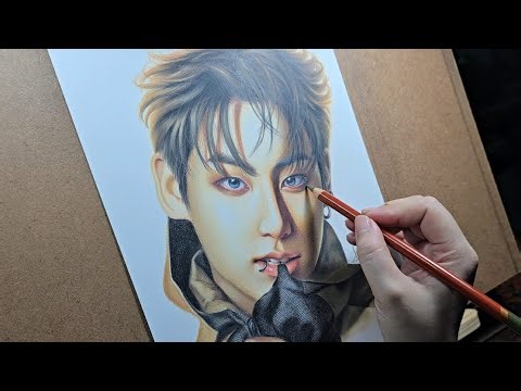 How to draw BTS JUNG KOOK 정국with color pencils | Drawing with PQuynh Art