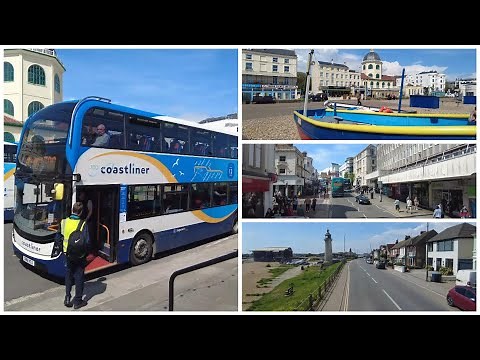 Riding the 700 bus Brighton to Worthing. Top deck view 4k