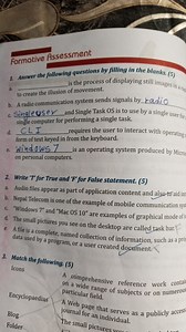 formative Assessment1. Answer the following questions by filli... | Filo
