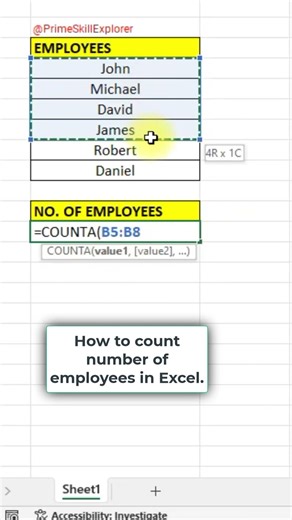 How to count number of employees in Excel! #excel