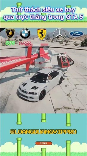 Thử thách siêu xe bay qua 5 trực thăng trong GTA 5 #gta #gta5 #game #gamehay #sieuxe